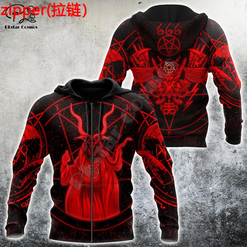 PLstar Cosmos Ghost Gothic Skull Tattoo Retro Vintage Casual Pullover New Fashion Harajuku 3DPrint Men/Women Jacket Hoodies A7