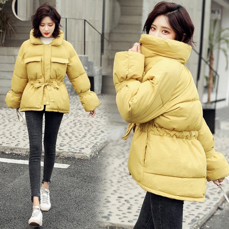 2024 New Winter Hooded Long Sleeve Solid Color Black Cotton-padded Warm Loose Big Size Jacket Women Parkas Fashion Outwear