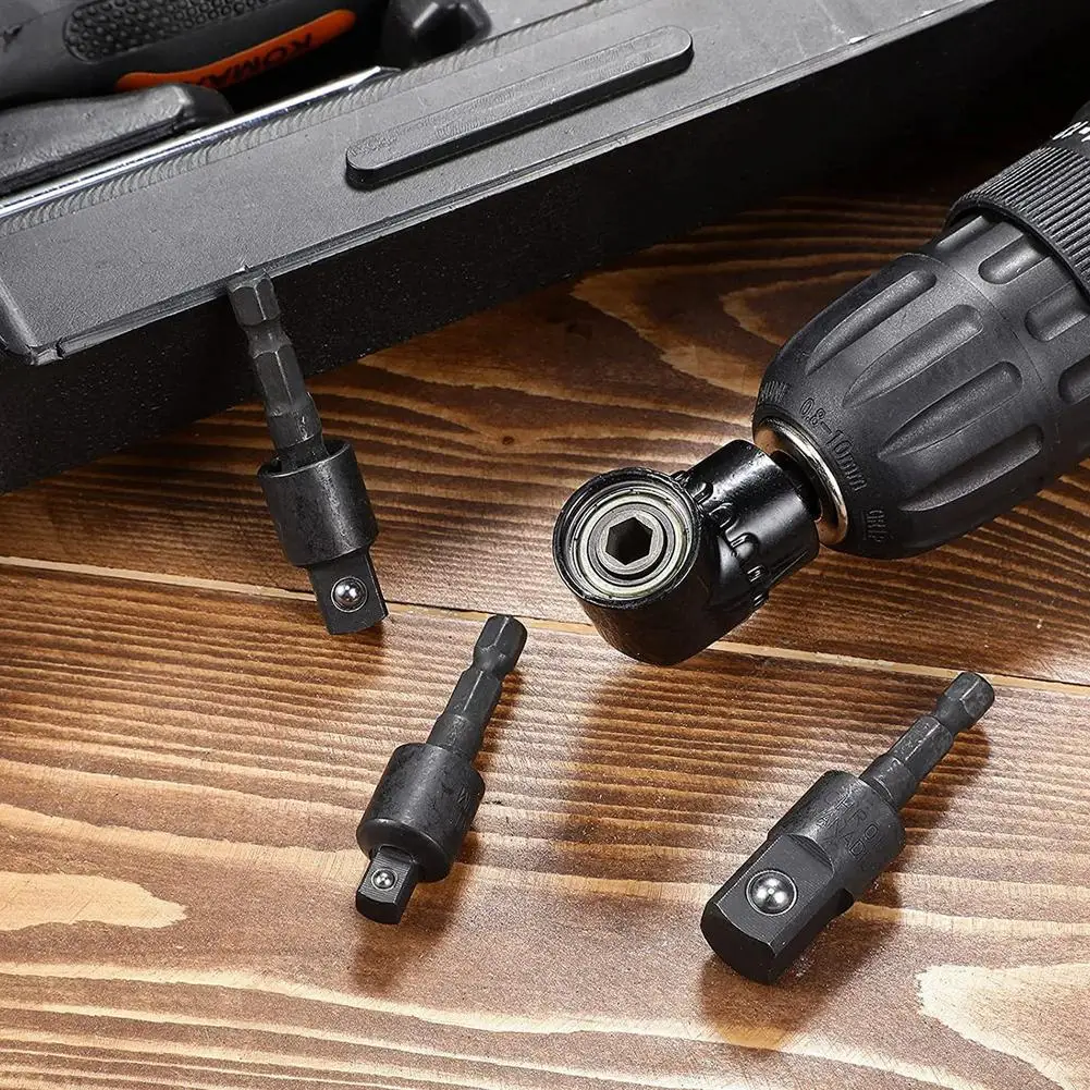 Đa Năng Tác Động Cao Cấp Ổ Cắm Adapter Góc 105 Độ Khoan/360 Độ Chuôi Lục Giác Lái Xe Hơi Dụng Cụ Vặn Vít Phụ Kiện