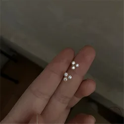 925 스털링 실버 여성용 한국 버전 14k 골드 도금 귀걸이, 파베 지르콘 삼각형 귀걸이, 패션 클래식 주얼리