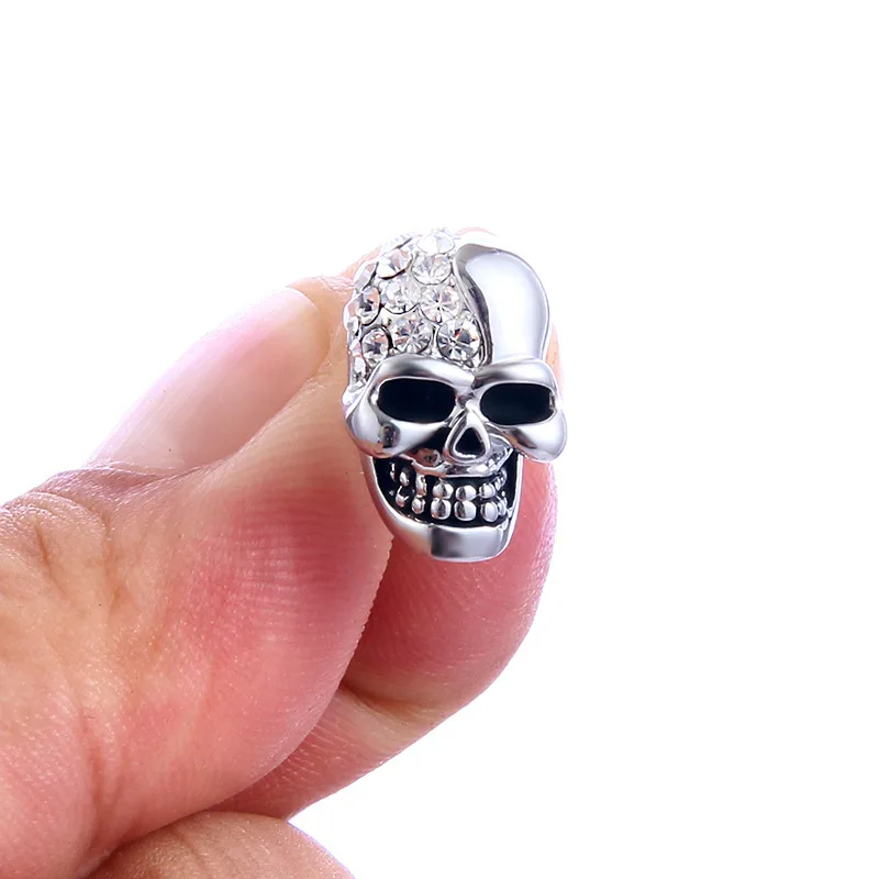 High Grade Rock Punk Crystal Skull Earrings Unisex Hip Hop Rhinestone Stud Ear Jewelry Party Gifts Halloween Acc Drop Shipping - view 4