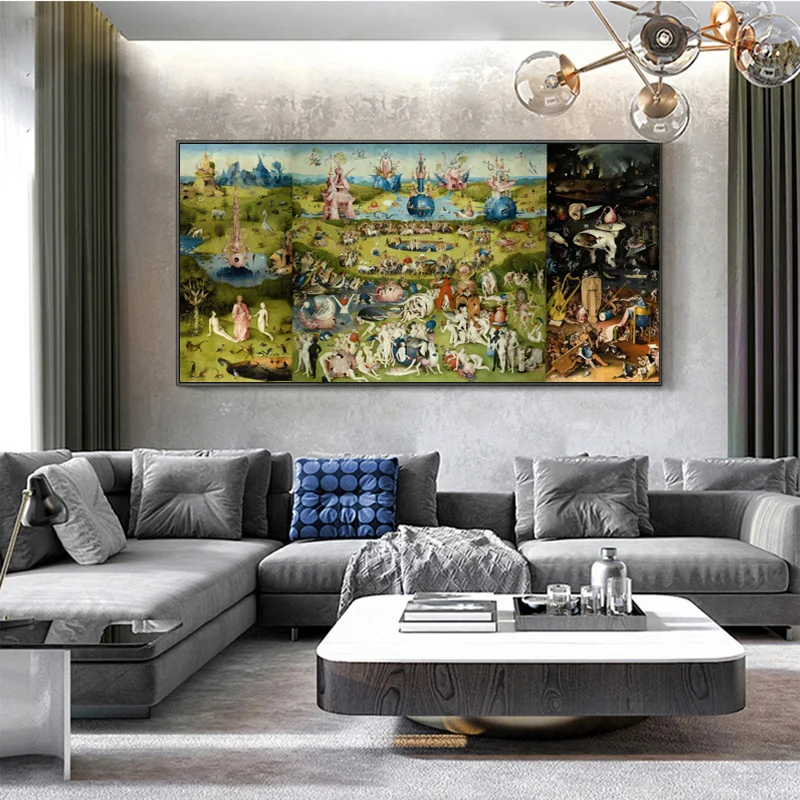 The Garden of Earthly Delight And Hell by Hieronymus Bosch Canvas Painting Wall Art Pictures For Living Room Cuadros Home Decor