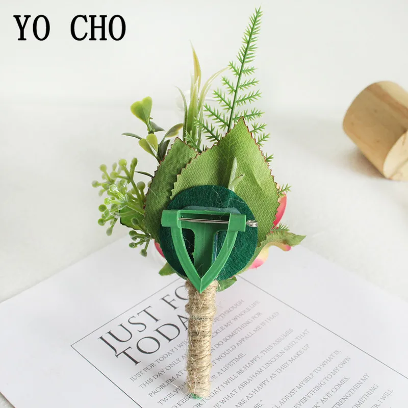 Yo Cho Wedding Boutonniere Bruidegom Broche Pins Bridal Pols Corsage Meisje Armband Zijde Rose Party Prom Wedding Planner Bloemen