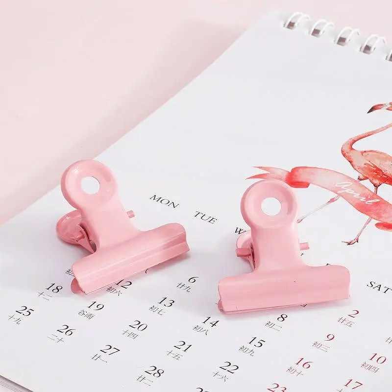 10 pcs/lot Ctue Pink Round binder Clips Metal Paper Clips organizer folder notes letter Clip clamp kawaii Office School Supplies