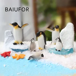 BAIUFOR DIY Mini Penguin Iceberg Seal Model, Winter Figure, Miniature Figurine animal for Gift Birthday Home Decoration