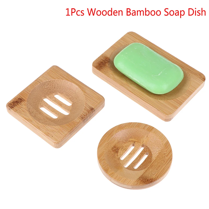 Natural Wooden Bamboo Soap Dish Wooden Soap Tray Holder Storage Soap Rack Plate Box Container for Bath Shower Plate Bathroom