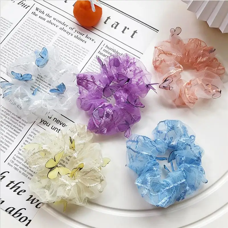 1pc Creative Butterfly Decor Hair Rope Hair Scrunchy Fashion Elastic Hair Band For Women Girls Hair Accessories