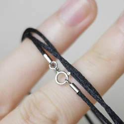1mm 1.5mm 2mm Real Cotton Cord Round Rope String for DIY Necklace Jewelry Making Findings 925 Silver Clasp Jewelry Rope String