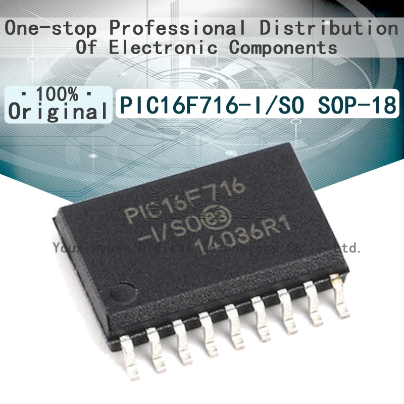 

10/Pcs New Original PIC16F716-I/SO SOP-18 8-Bit Flash Microcontroller SOIC-18 20MHz 3.5KB RAM 128B