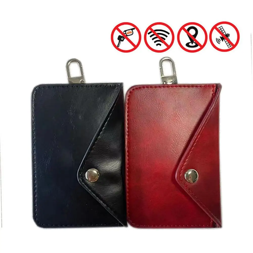 New PU Leather Car Key Signal Blocker Case Faraday Cage Fob Pouch Keyless RFID Blocking Bag Car Key Signal Blocker Pouches