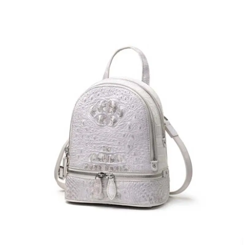 ouluoer new Thailand  import  crocodile backpack  Female bag  white  women backpack  mini  fashion  Small women backpack