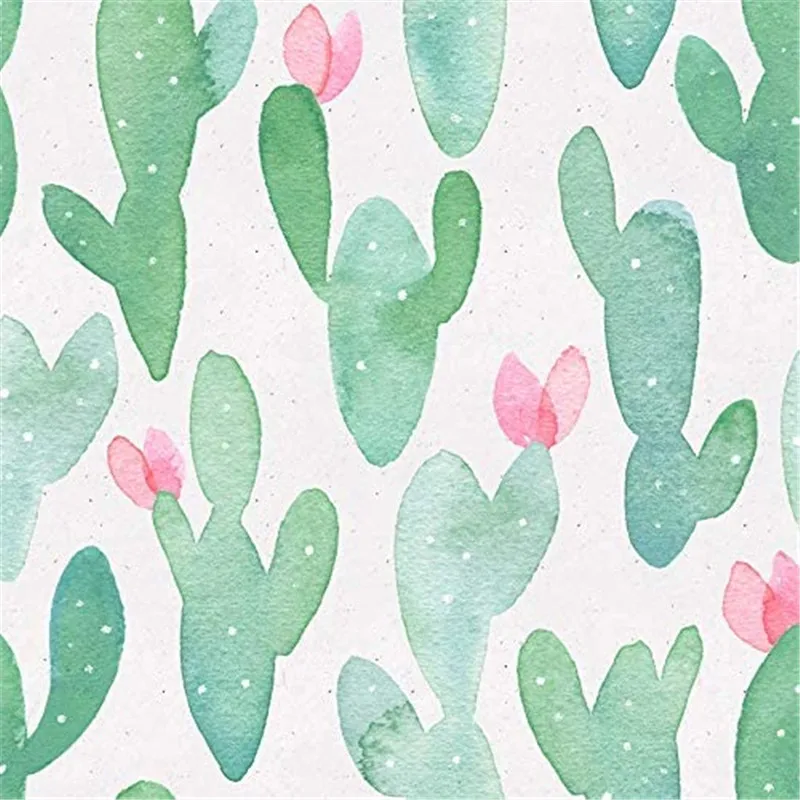 Cactus Peel and Stick Wallpaper Removable Green/Pink Vinyl Self Adhesive Decorative Wall Stickers Extra Thick Wallcoverings