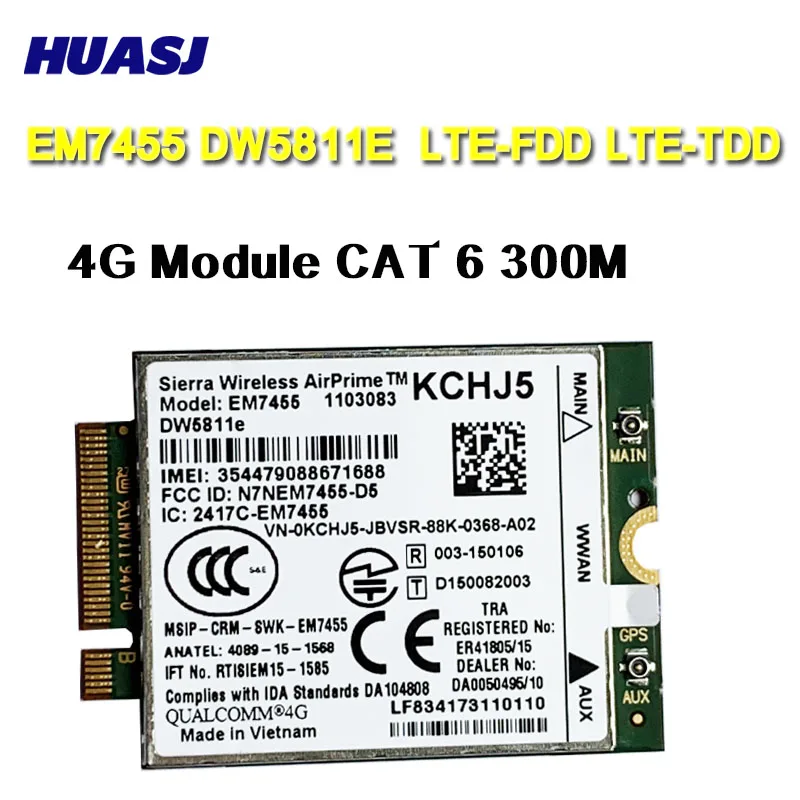 Huasj EM7455 DW5811E FDD/TDD LTE CAT6 4G Module 4G Card Gobi6000 WLAN Card for E7270 E7470 E7370 E5570 E5470