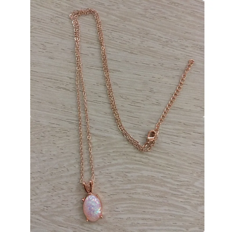 Fashion Women Necklace Natural White Opal Pendant Classic Jewelry Chain On The Neck Christmas Gift Free Shipping