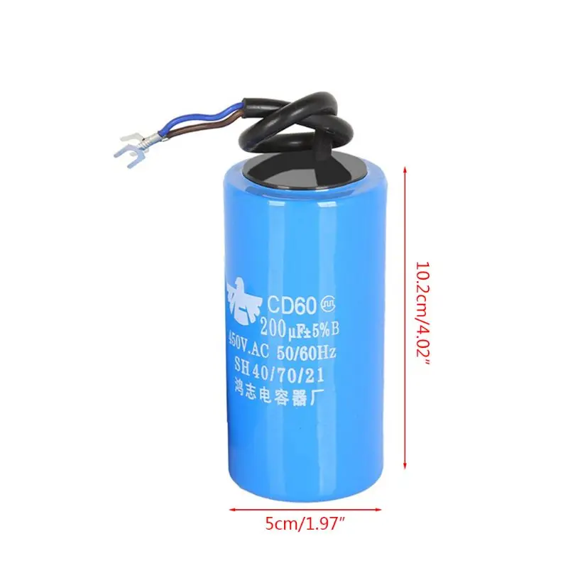 2023 New 250-450V AC 200uF Appliance Motor Start Run Capacitor CD60 High Quality