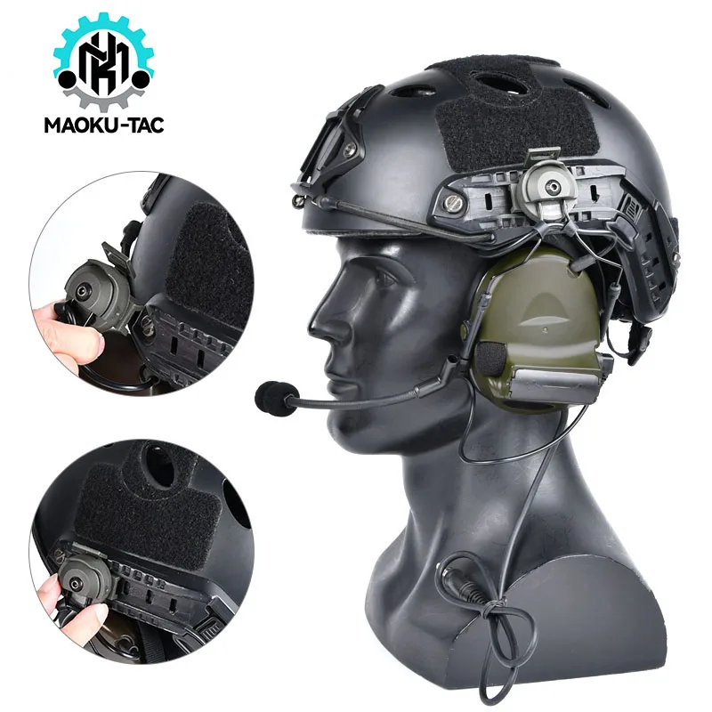 Tactical Hunting Shooting Headsets Adapt To The Helmet Side Rail Groove Communication Headset For Outdoor Games