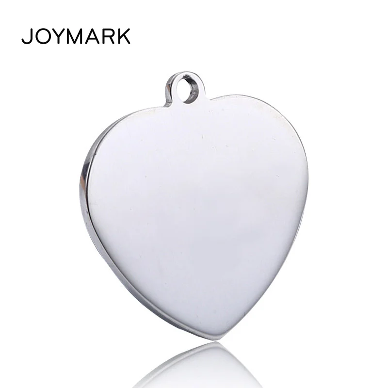 25mm-35mm Heart Shape Stainless Steel Charm Pendants Smooth Blank Tags  For Jewellery Making Support Logo Engraving GTAG06