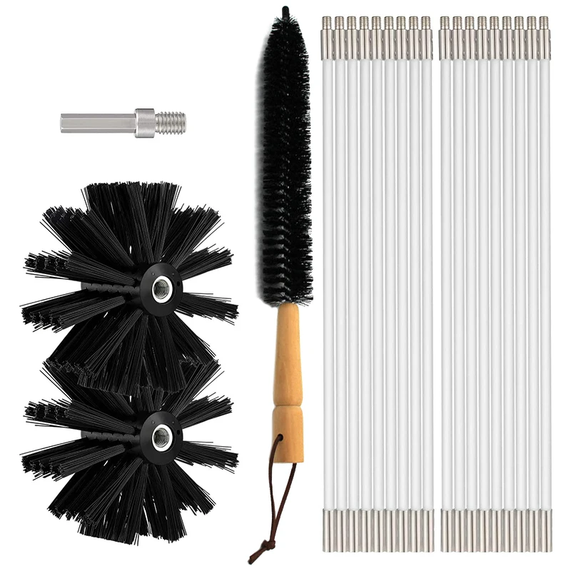 

Dryer Vent Cleaner 24 Feet, Flexible 18 Rods Dry Duct Cleaning Kit Chimney Brush with 2 Brush Heads and Dryer Lint Brush,