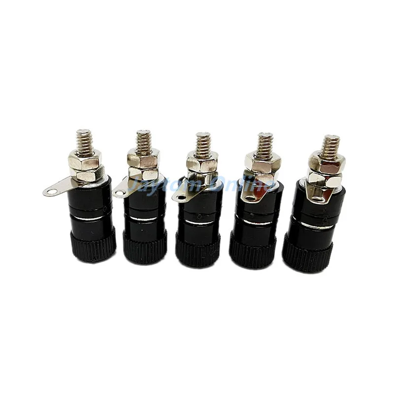 5pcs JS-910B 4mm Banana Socket Nickel Plated Binding Post Nut Banana Plug Jack Connector JS919 Red Black