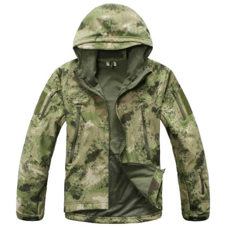 Softshell Jacket Men Outdoor Waterproof Windproof Training Hunting Clothes Fleece Hiking Camping Fishing Tactical Camo Jackets