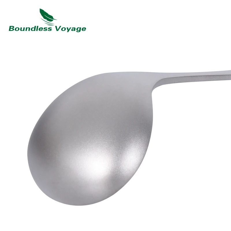 Cuchara de sopa de titanio de viaje sin límites, vajilla de mango largo grueso, cucharón de arco profundo, dispositivo de cocina Ti1074T