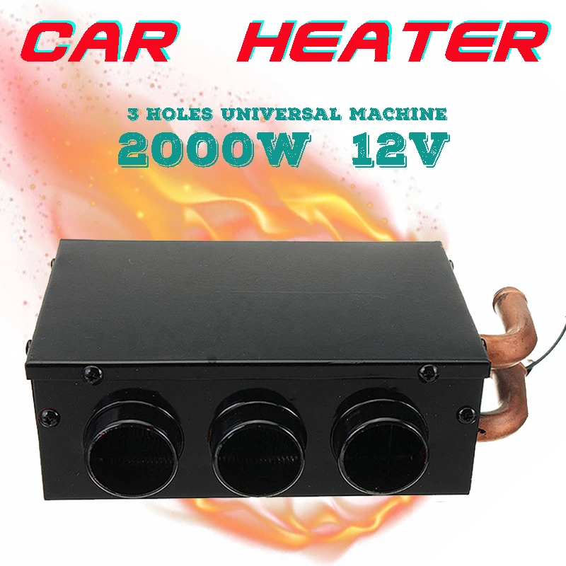 Interior Winter Freestanding Copper Water Pipe Low Noise Car Heater Warmer 3 Holes Universal Machine 12V Heating Defrosting