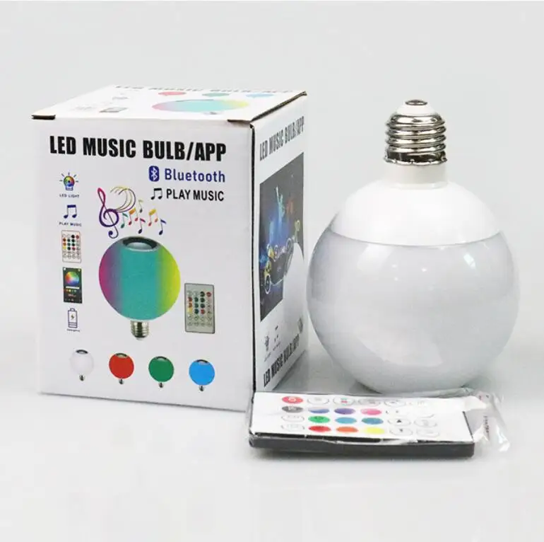 Wireless Bluetooth Remote Control Mini Smart Audio Speaker Bulb RGB Color Light Music E27 LED Lamp