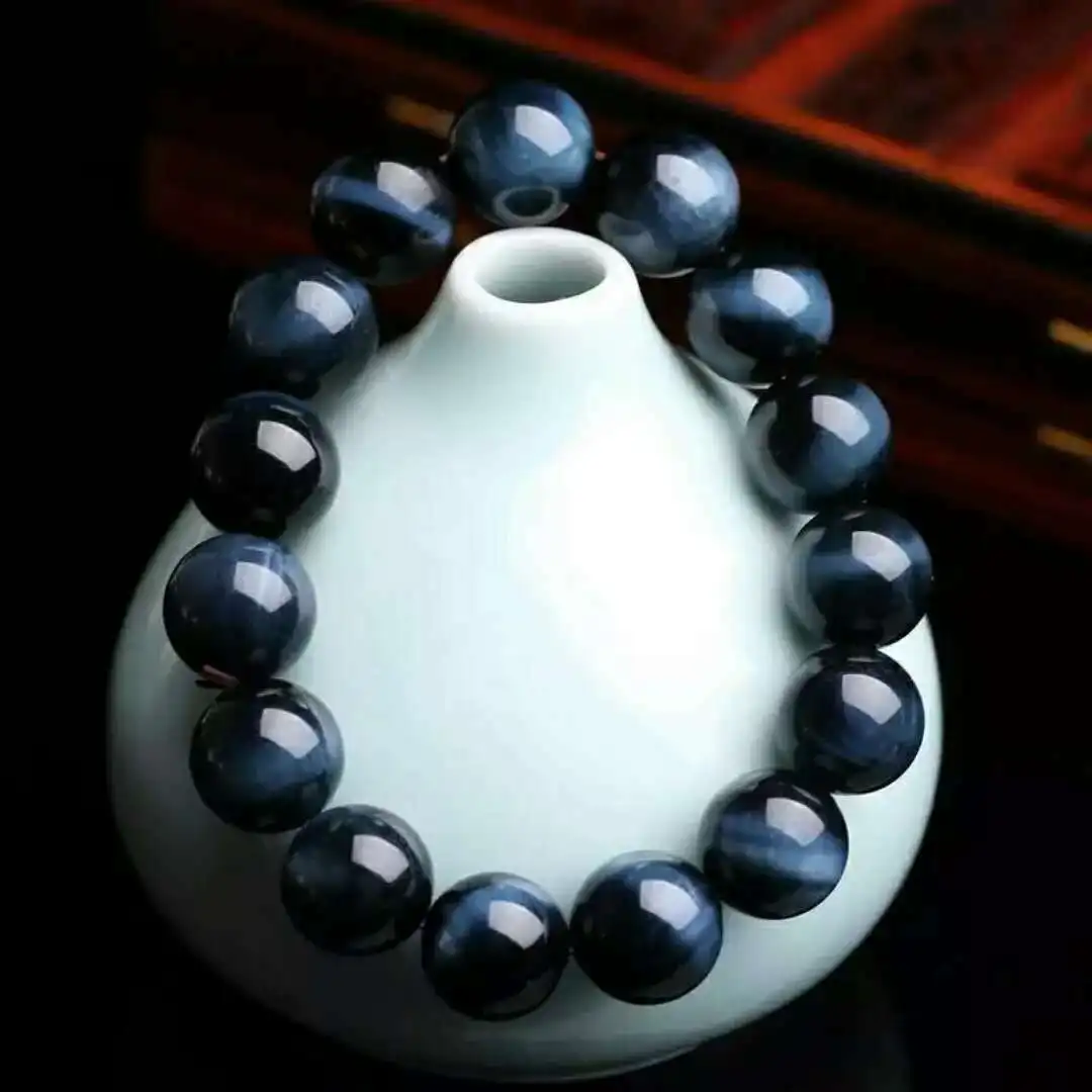 Natural Blue Tiger's Eye Hawk Eye Round Beads Bracelet Woman Hawk Eye Men 8mm 10mm 12mm 14mm 16mm 8mm AAAAAA