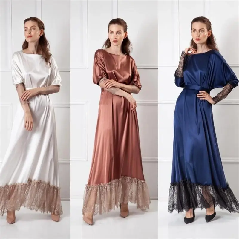 2020 Modis Baju Tidur Lengan Panjang Vintage Malam Jubah Musim Gugur Musim Dingin Wanita Baju Tidur Jubah Gaun