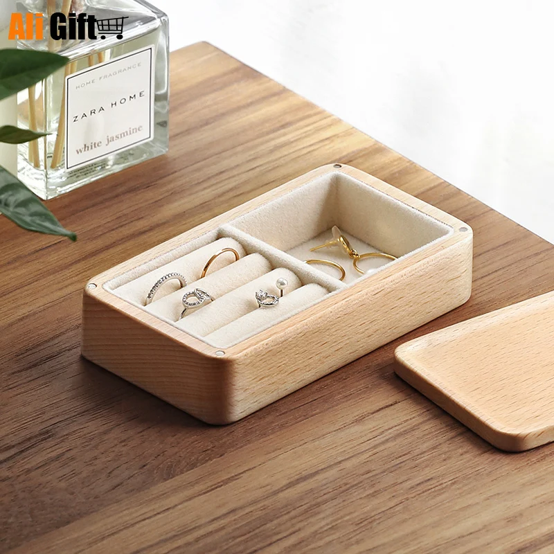 

New Fashion Wooden Jewelry Earrings Boxes Wooden Ring Jewelry Boxes Creative Gifts Earrings Flannelette Wooden Boxes Decoration