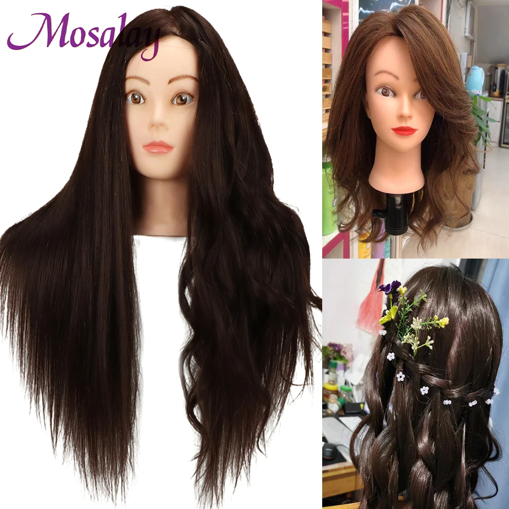 80% Human Hair Mannequin Heads For Hairdresser Practice Hair Styling Training Doll Head Can Practice Curly Hot Iron Straighten