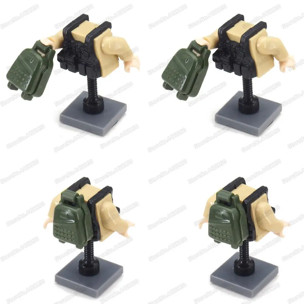 Rucksack Militärische Lieferungen Baustein Armee Zubehör WW2 Special Forces Figuren Ausrüstung Modell Weihnachten Geschenke Kind Spielzeug