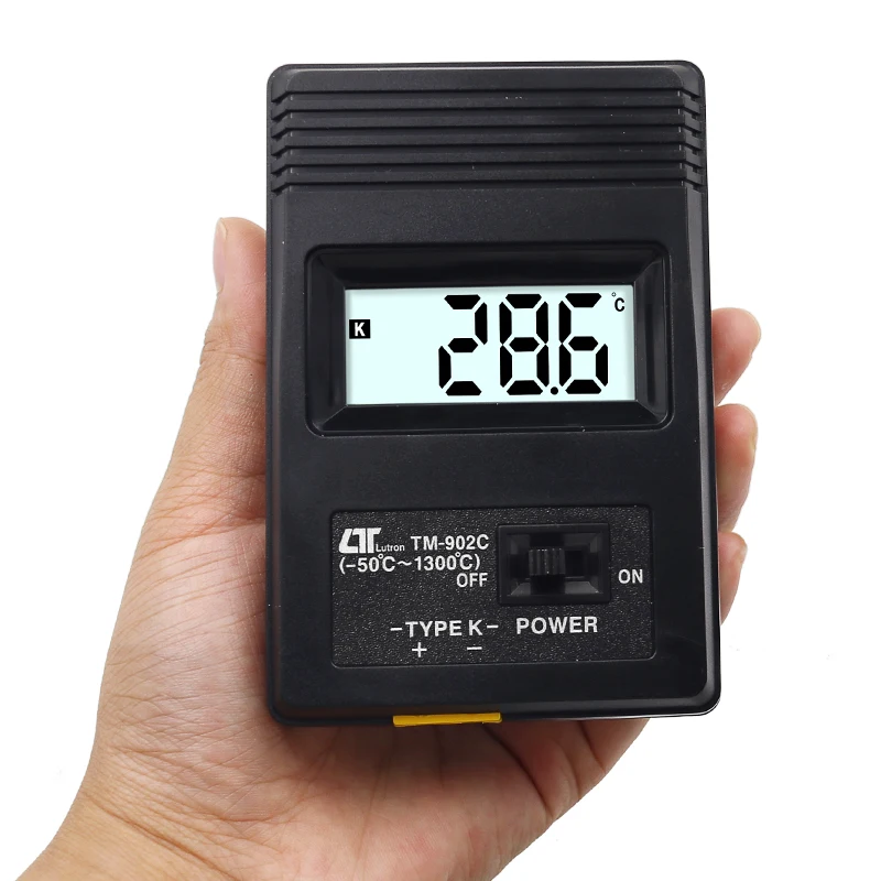Imagem -06 - tipo Digital Lcd Detector de Temperatura Termômetro Medidor Termodetector Industrial Sonda Termopar Tm-902c Preto k