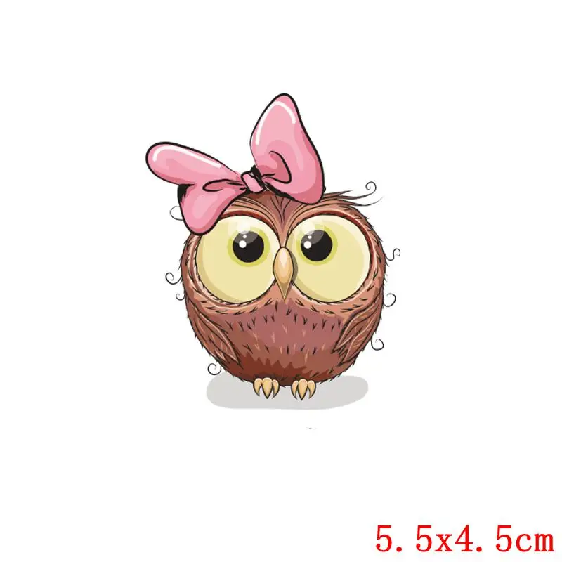 Pulaqi Animal Iron-On Transfers Owl Heat Transfers For Clothes DIY Thermal Transfer Hot Vinyl Ironing Stickers Apparel Accessory