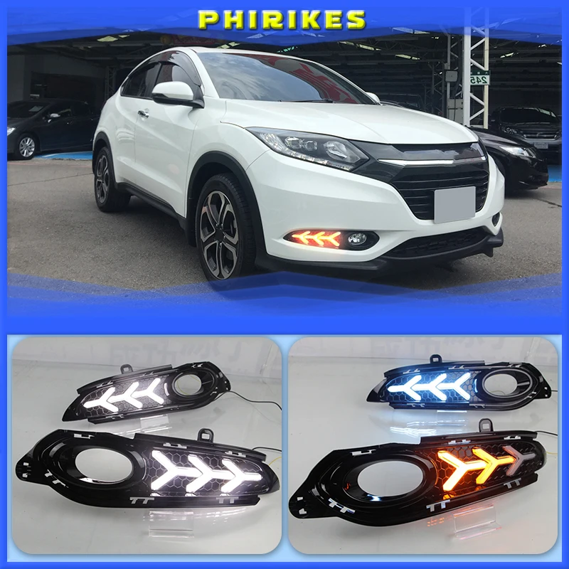 

2PCS For Honda HRV HR-V Vezel 2014 2015 2016 2017 2018 LED DRL Daytime Running Lights Daylight Waterproof Signal car Styling