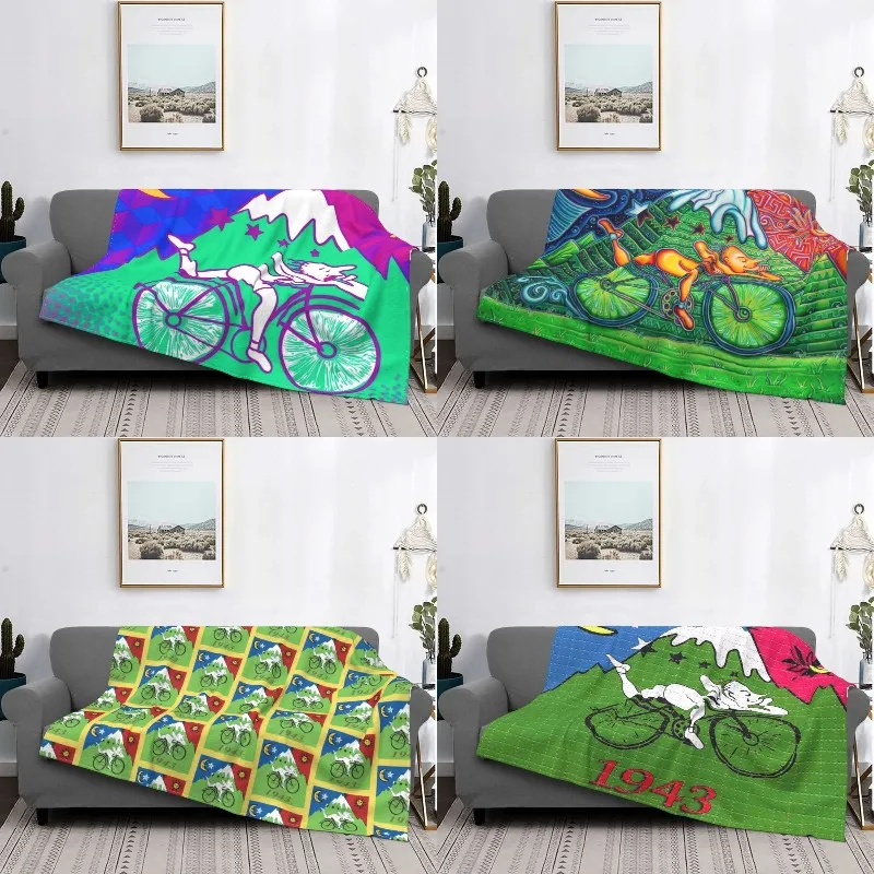 Albert Hoffman LSD Bicycle Day Blankets Warm Flannel Acid Blotter Party Throw Blanket for Bedding Couch Quilt