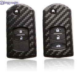jingyuqin 2/3 Carbon Silicone Remote Folding Car Key Case Cover For Mazda CX-5 CX5 CX-7 CX7 3 2 6 Atenza CX-9/CX9 MX5