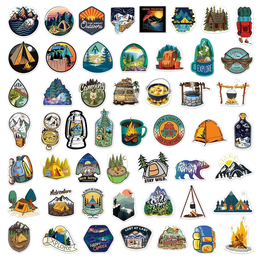 10/30/50pcs Outdoor Adventure Travel Camping Climbing Stickers DIY Car Laptop Guitar Luggage Phone Bike Graffiti Sticker Kid Toy