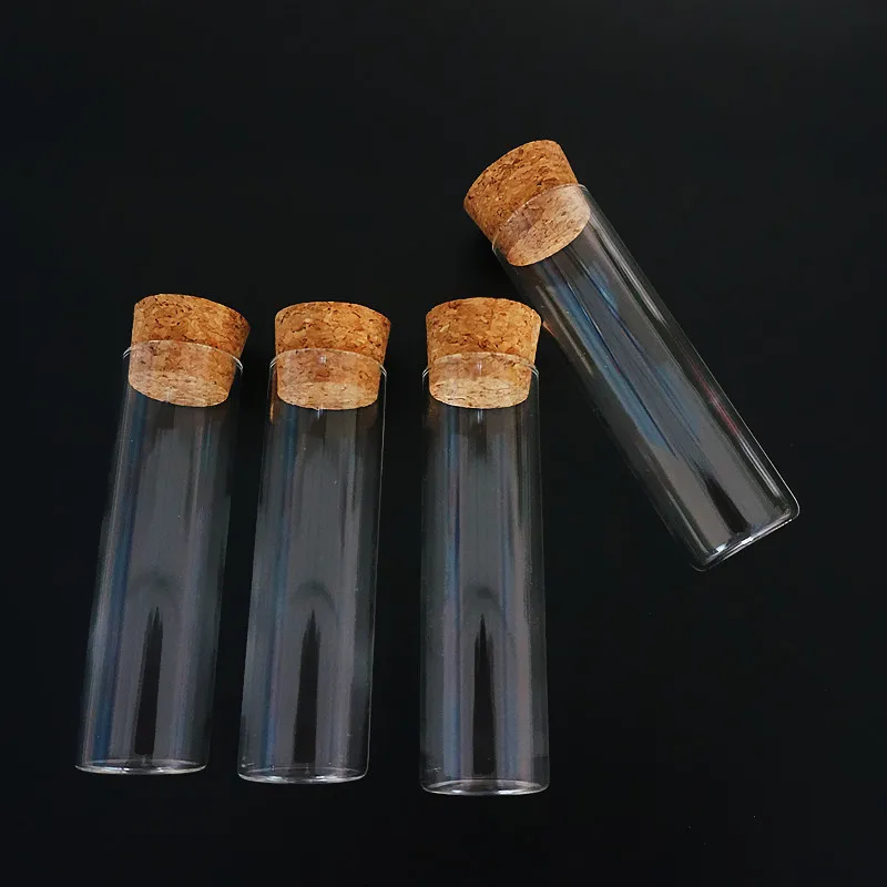 6pcs/lot 30x100mm Glass Test Tube With Cork Flat Bottom Transparent Lab Empty Scented Tea Drink Candy Storage Tubes