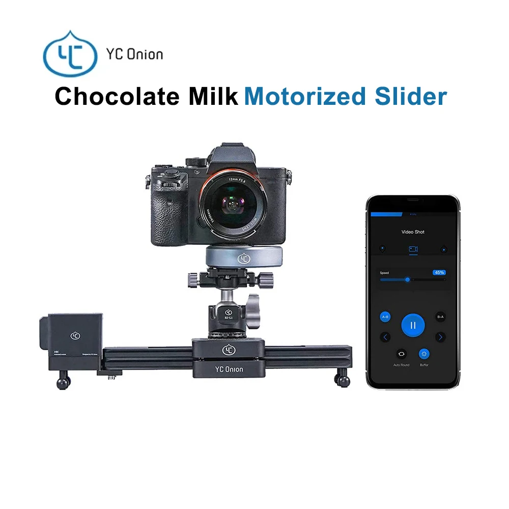 YC Onion Chocolate Milk Mini Camera Motorized Slider Retractable Slider APP Control for DSLR Camcorder Shooting SmartPhone GoPro