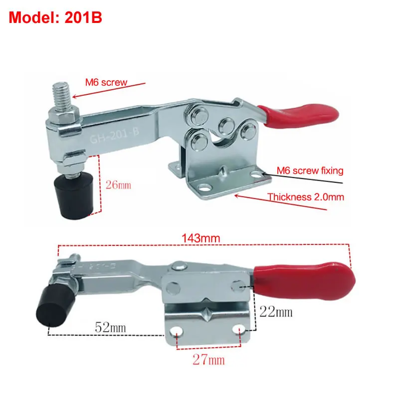 Soporte de placa de fijación de abrazadera rápida, herramientas de carpintería CNC, mesa de trabajo, GH-201B, 100KG, 1 unidad