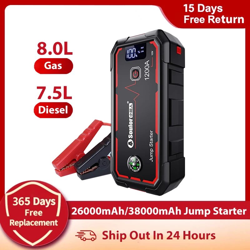 

Car Jump Starter 38000mAh Power Bank Portable Car Battery Booster Charger 12V Auto Starting Device Car Starter LCD Screen