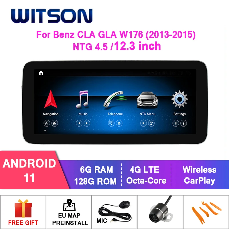 WITSON Android 11 12.3'' CAR Big Screen For MERCEDES BENZ CLA GLA W176 A160 A180 A200 A200 A250 A260 Octa-Core 6+128GB NTG4.5