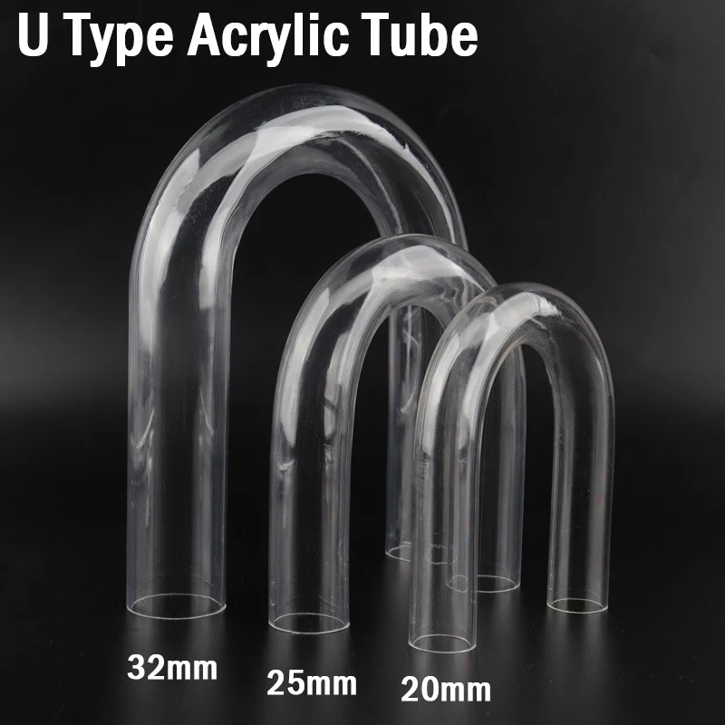 O.D 20~32mm Aquarium Fish Tank U-shape Air Tube Fittings Transparent U-Tube Acrylic Pipe Fittings Plexiglass Elbow Connector