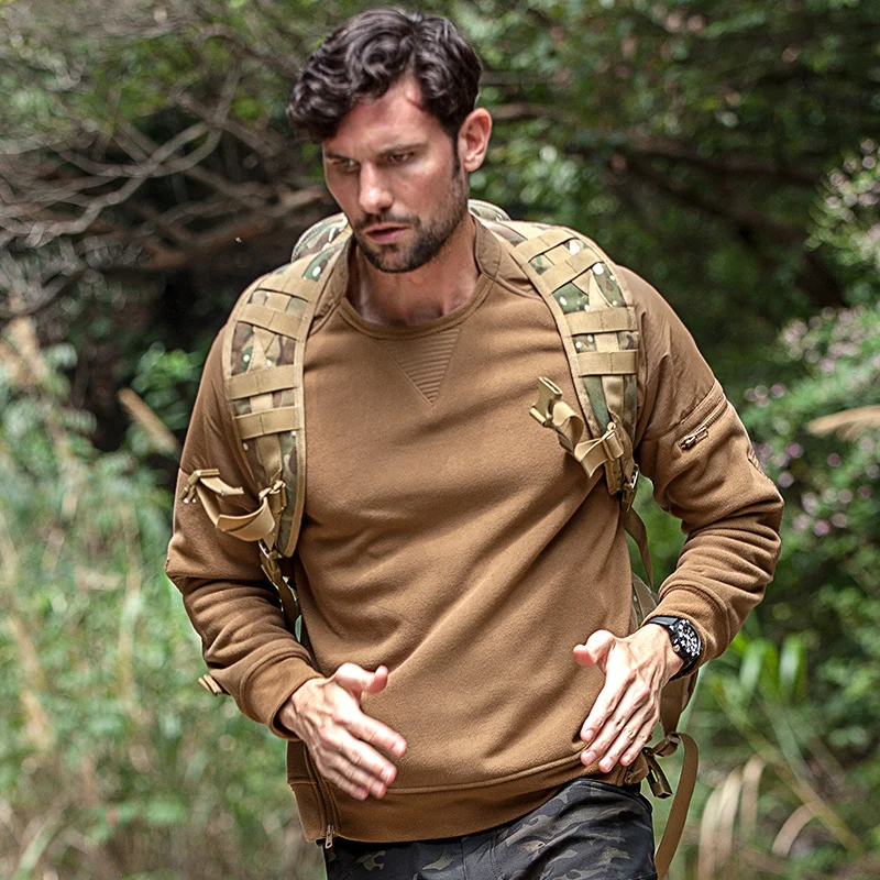 FREE SOLDIER Fleece men\'s autumn and winter outdoor thickening fleece collar coat round collar warm bottoming shirt