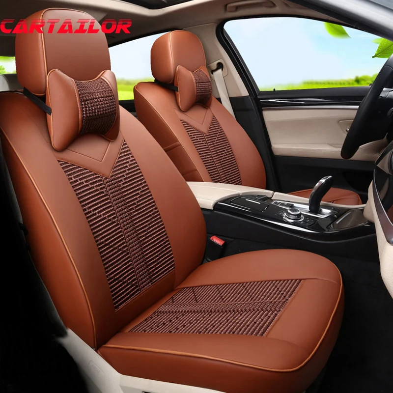 

CARTAILOR Automobiles Seat Covers fit for Dodge Caliber 2007 2008 Car Seat Cover Set Ice Silk & PU Leather Interior Accessories
