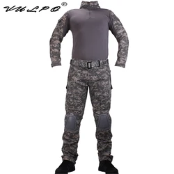 VULPO Camouflage BDU ACU Combat Uniforms Shirt/Broek & Elbow/Knee Pads Militaire Game Cosplay Uniform Ghilliekostuum