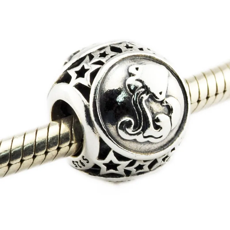 

Autumn Collection Authentic 925 Sterling Silver bead Aquarius Star Sign Charm Fit Original Pandora Charms Bracelet jewelry