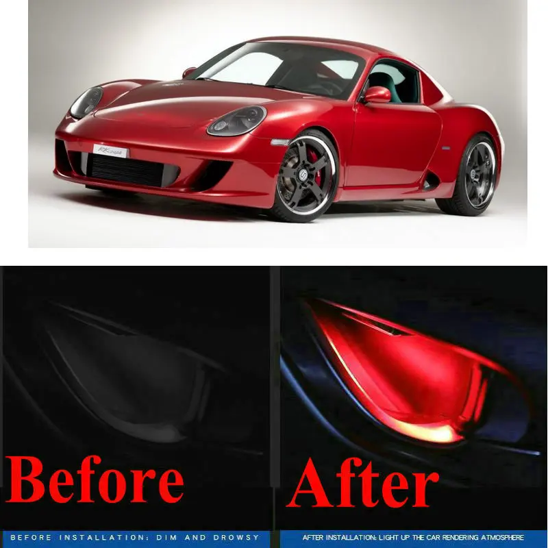 

4pc CF style stickers on cars interior inside door handle atmosphere lamp for PORSCHE BOXSTER 981 986 987 CARRERA GT 980 CAYENNE