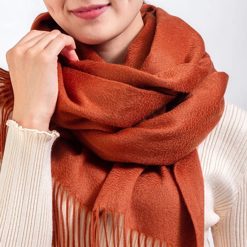 2021 luxury brand cashmere scarf soft women\'s solid color shawl new style of real cashmere in autumn and winter